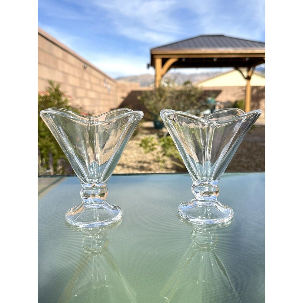 2 Dessert Bowls Clear Glass Ice Cream Cups, Serving Bowl 6 FL OZ.
